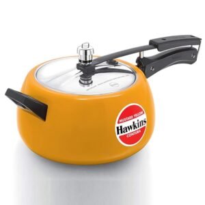 Hawkins Ceramic- Coated Contura 5L Mustard Yellow Aluminium Inner Lid Pressure CookerHawkins Ceramic- Coated Contura 5L Mustard Yellow Aluminium Inner Lid Pressure Cooker