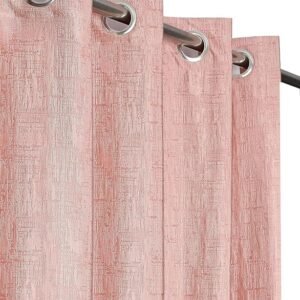 Polyester Long Crush Premium Textured Self Design Pattern Screen for Home Office | Parda for Living Room Bedroom | Door Curtain 7 feet Long Set of 1 | Eyelet Rings | Peach Curtains